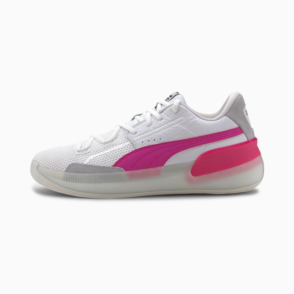 Puma Clyde Hardwood Férfi Kosárlabda Cipő - Fehér/Rózsaszín ( Hungary - NZMTY2103 )